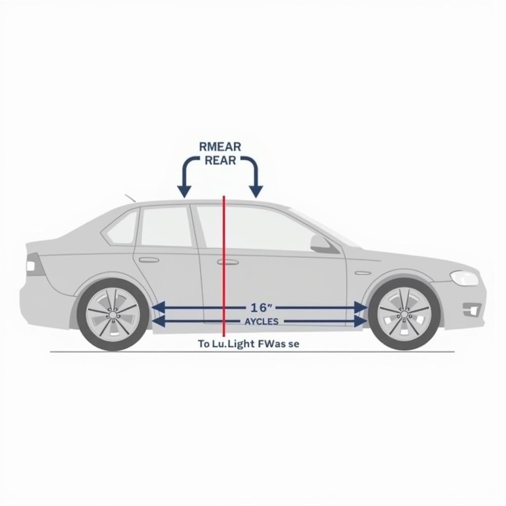 Minh họa chiều rộng cơ sở của xe ô tô