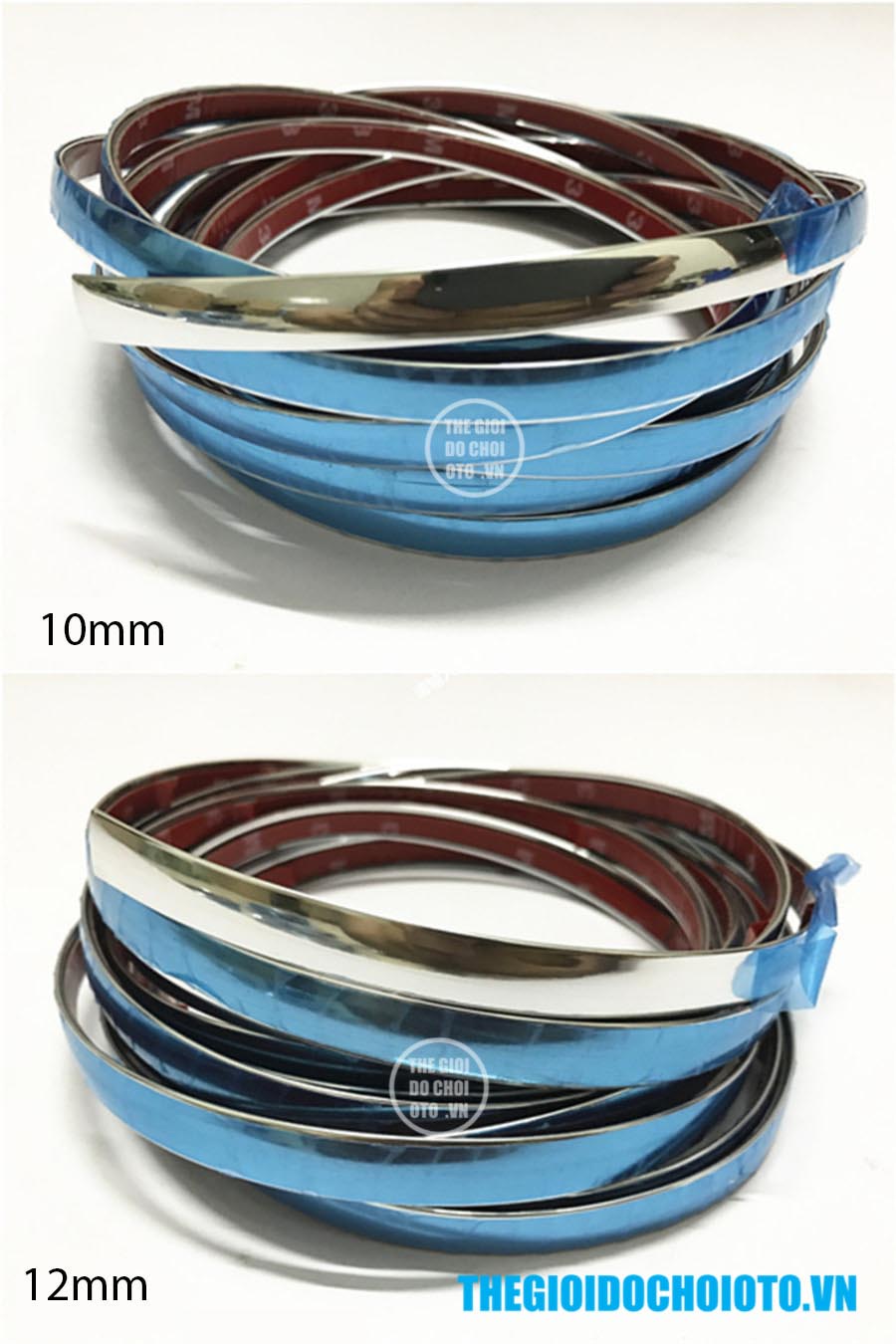 Các kích thước nẹp inox xe ô tô: 10mm và 12mm
