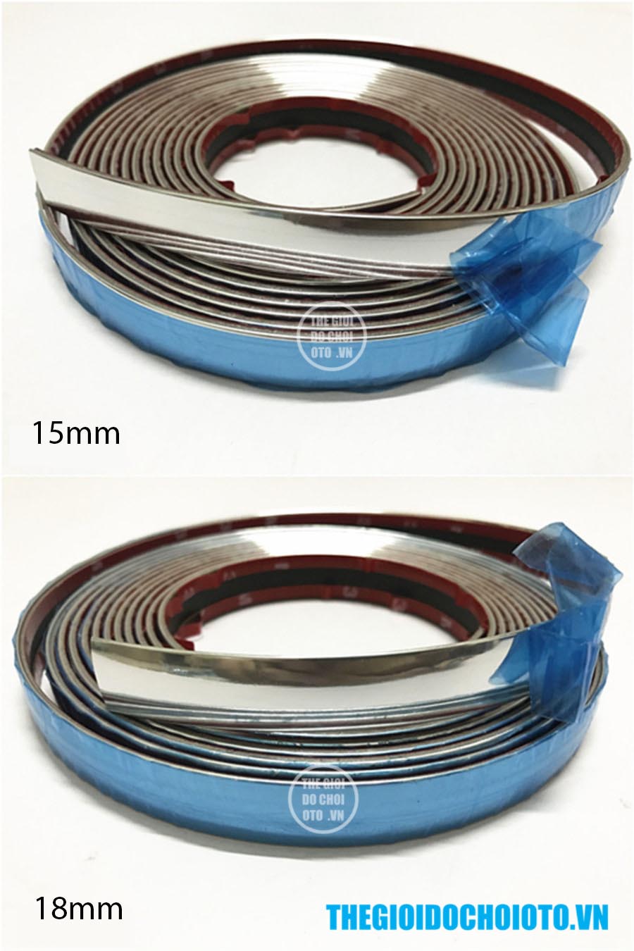 Cuộn nẹp dán viền inox ô tô 15mm và 18mm
