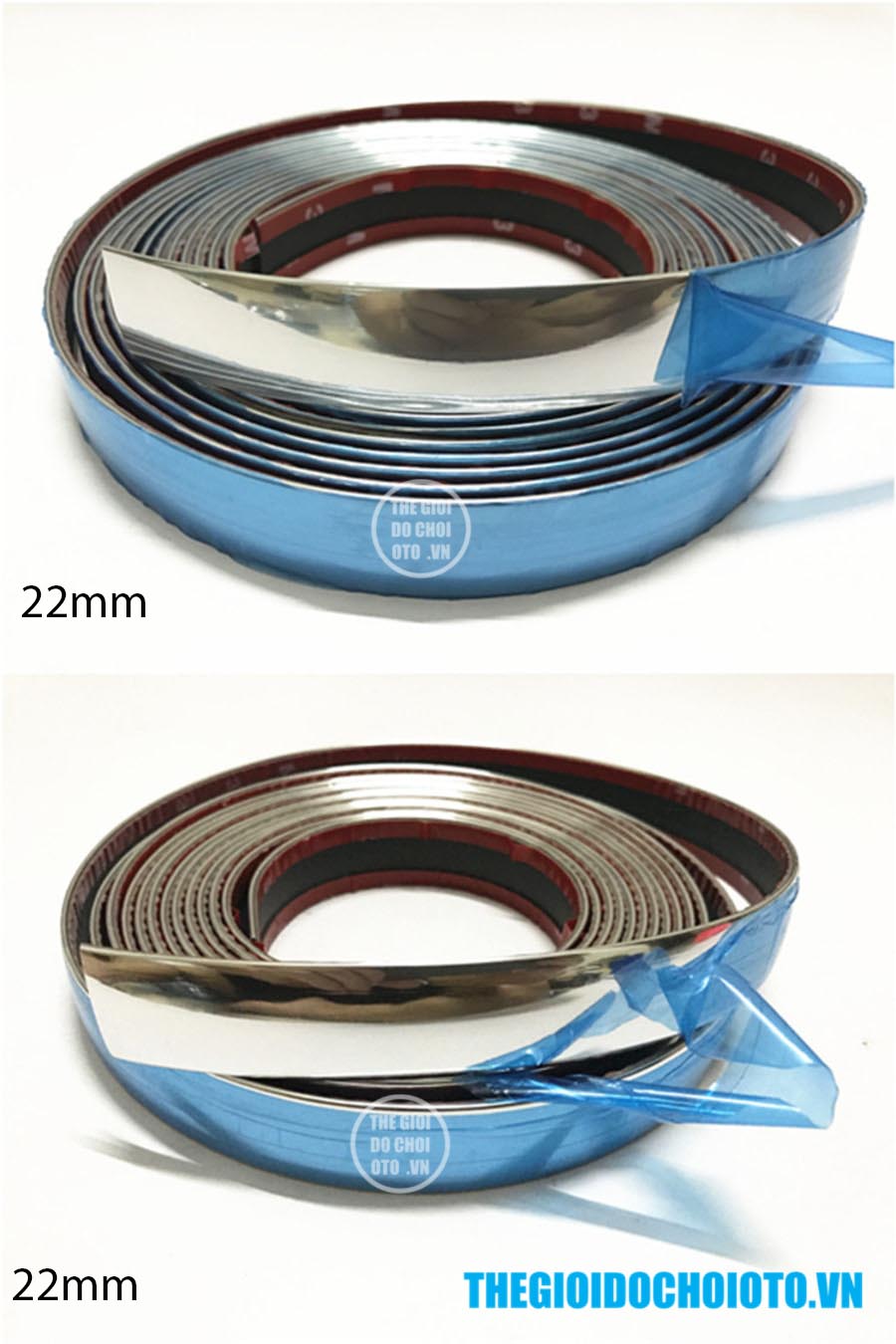 Cuộn nẹp dán viền inox ô tô 20mm và 22mm