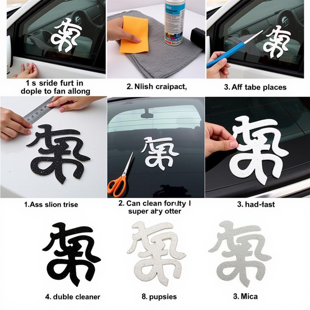 Chuẩn bị dán chữ hỷ lên xe ô tô
