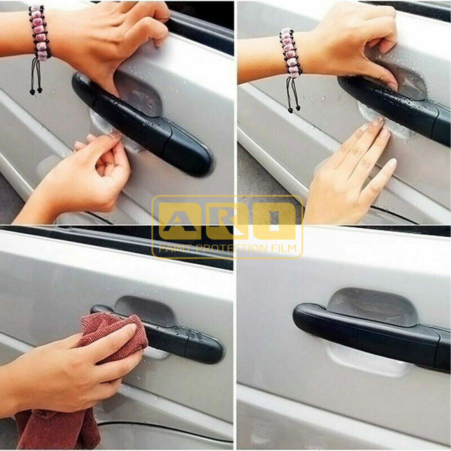 Miếng dán silicon bảo vệ hõm tay nắm cửa xe ô tô