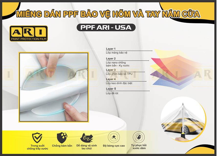 Dán phim PPF bảo vệ hõm tay nắm cửa xe ô tô khỏi trầy xước