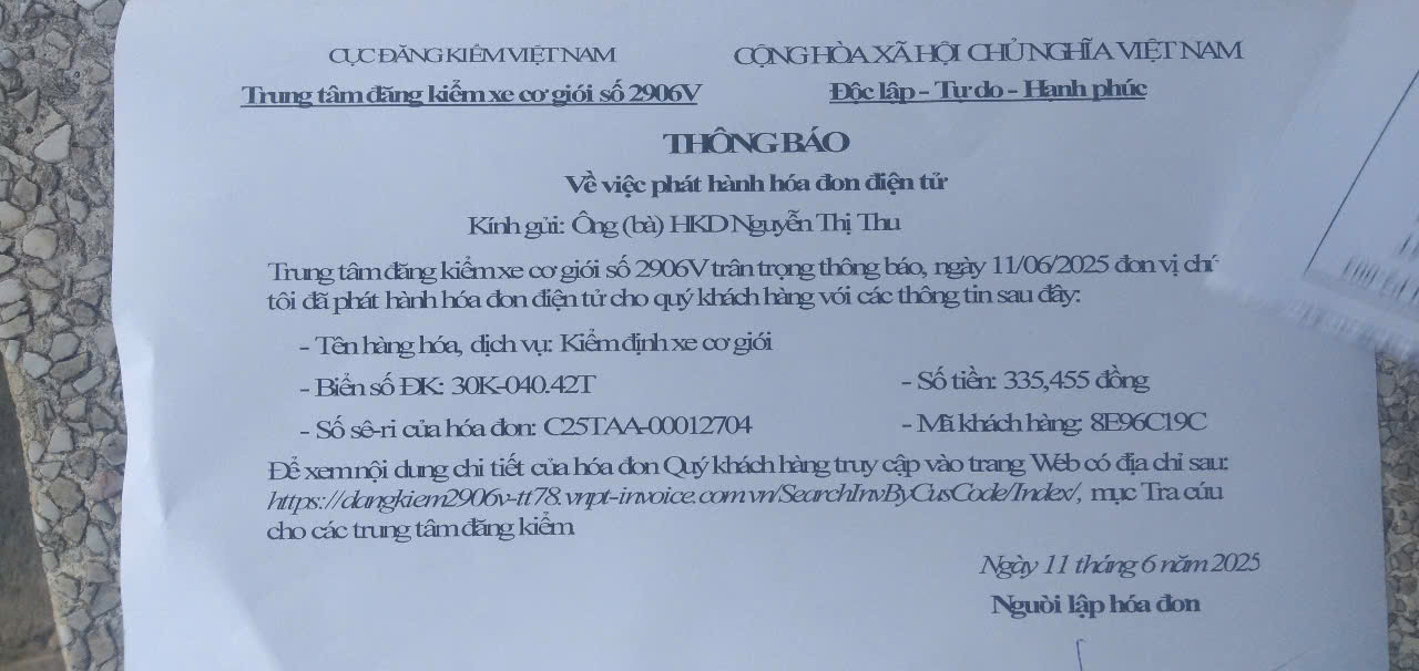 Biên lai thu tiền thuế và phí