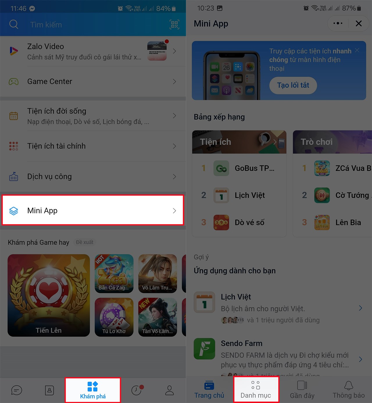 Các bước tìm Mini App TTDK Đặt lịch đăng kiểm trên Zalo