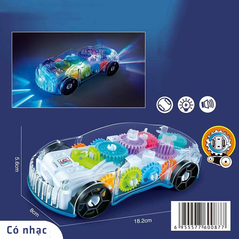 Xe ô tô đồ chơi trong suốt nhìn rõ các bộ phận bên trong