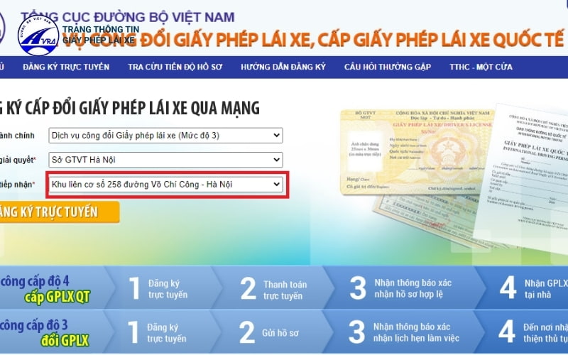 Nộp hồ sơ đổi bằng lái xe ô tô hết hạn trực tuyến qua cổng dịch vụ công