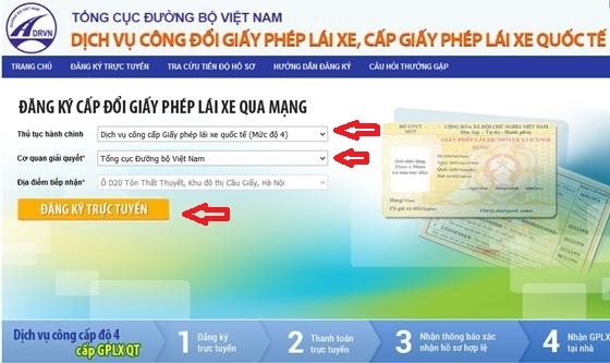 Nộp hồ sơ học lái xe ô tô bằng quốc tế trực tuyến