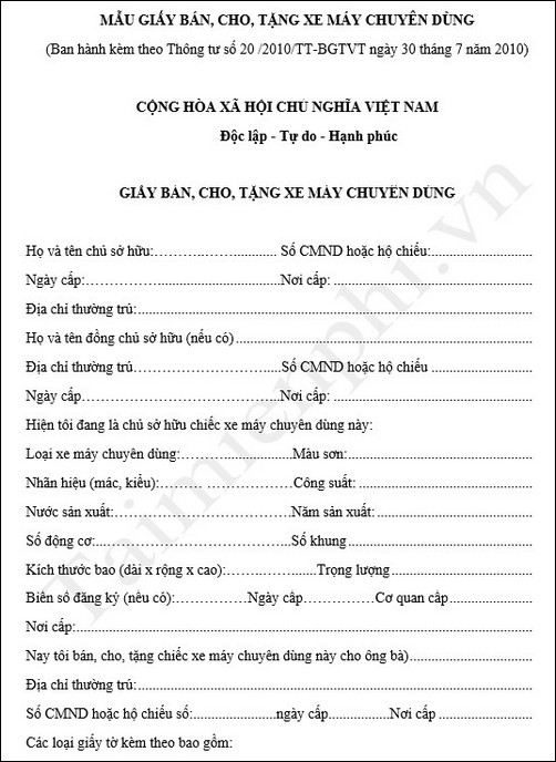Mẫu Giấy Chuyển Nhượng Xe Ô Tô Cần Biết