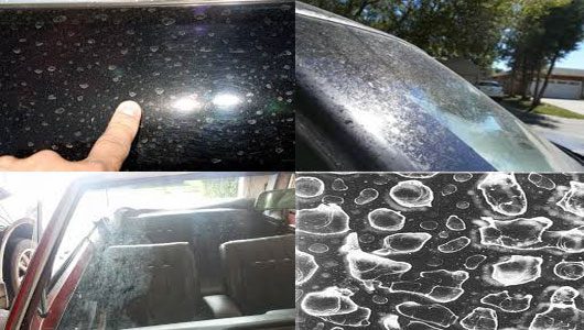 Nấm mốc trắng trên kính mui xe ô tô do nước rửa xe bẩn