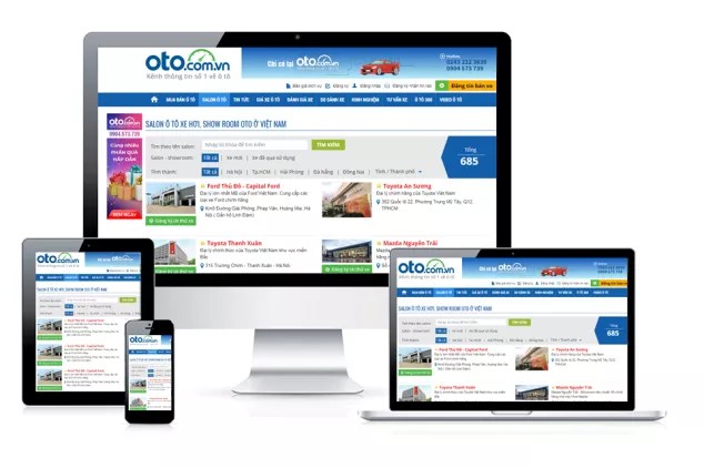 Giao diện website Oto.com.vn nơi tìm kiếm xe ô tô chính chủ