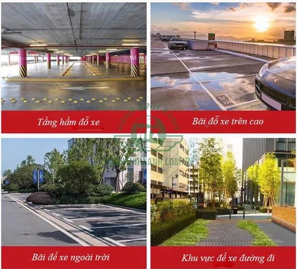 Gờ chặn bánh xe ô tô được dùng trong bãi đỗ xe