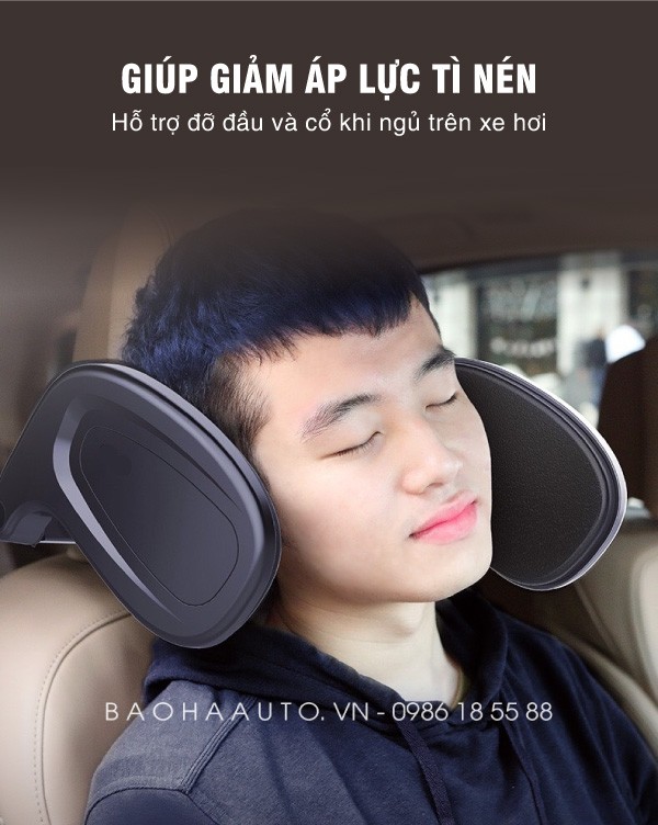 Gối tựa đầu ngủ gật gù trên xe ô tô chất liệu da cao cấp