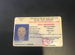 Mẫu bằng lái xe ô tô hạng D - Mặt trước