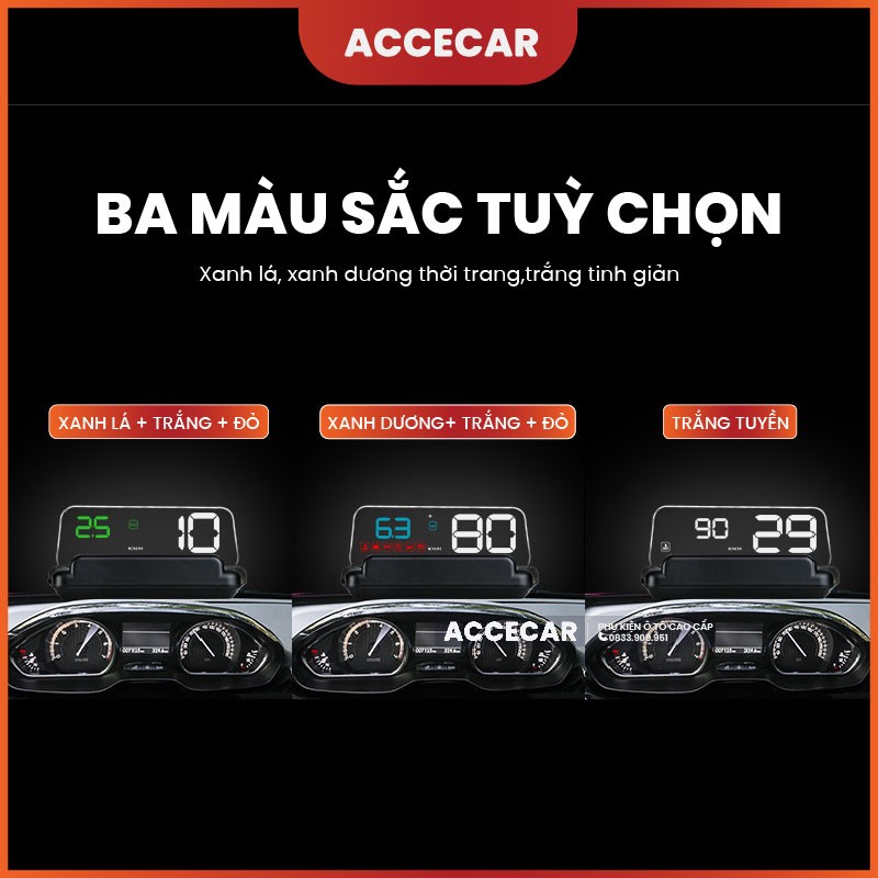 Hình ảnh hiển thị tốc độ trên kính lái xe ô tô HUD C500 với giao diện sắc nét