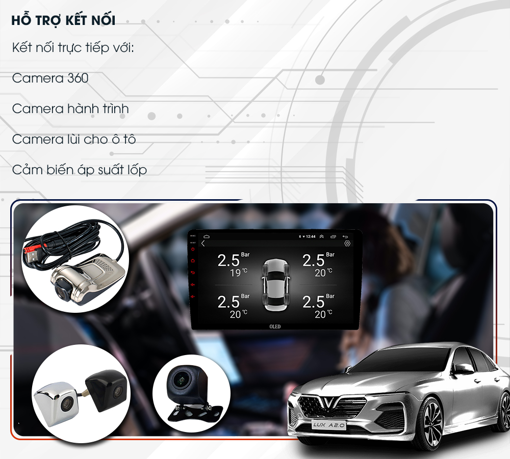 Các cổng kết nối trên màn hình Oled xe ô tô hỗ trợ phụ kiện ngoài