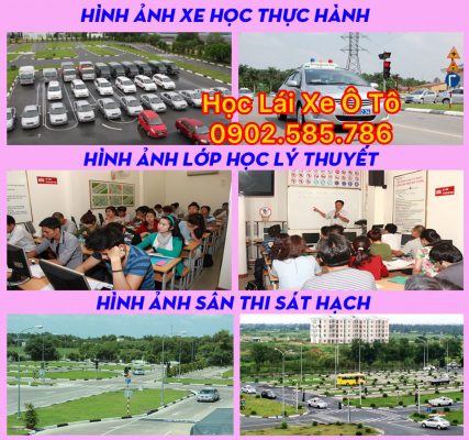 Người học thực hành lái xe ô tô trên đường