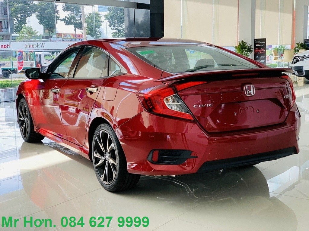 Thiết kế góc nhìn phía trước xe ô tô Honda Civic RS màu đỏ