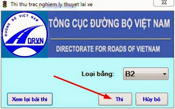 Giao diện mô phỏng thi sát hạch lý thuyết lái xe B2 online