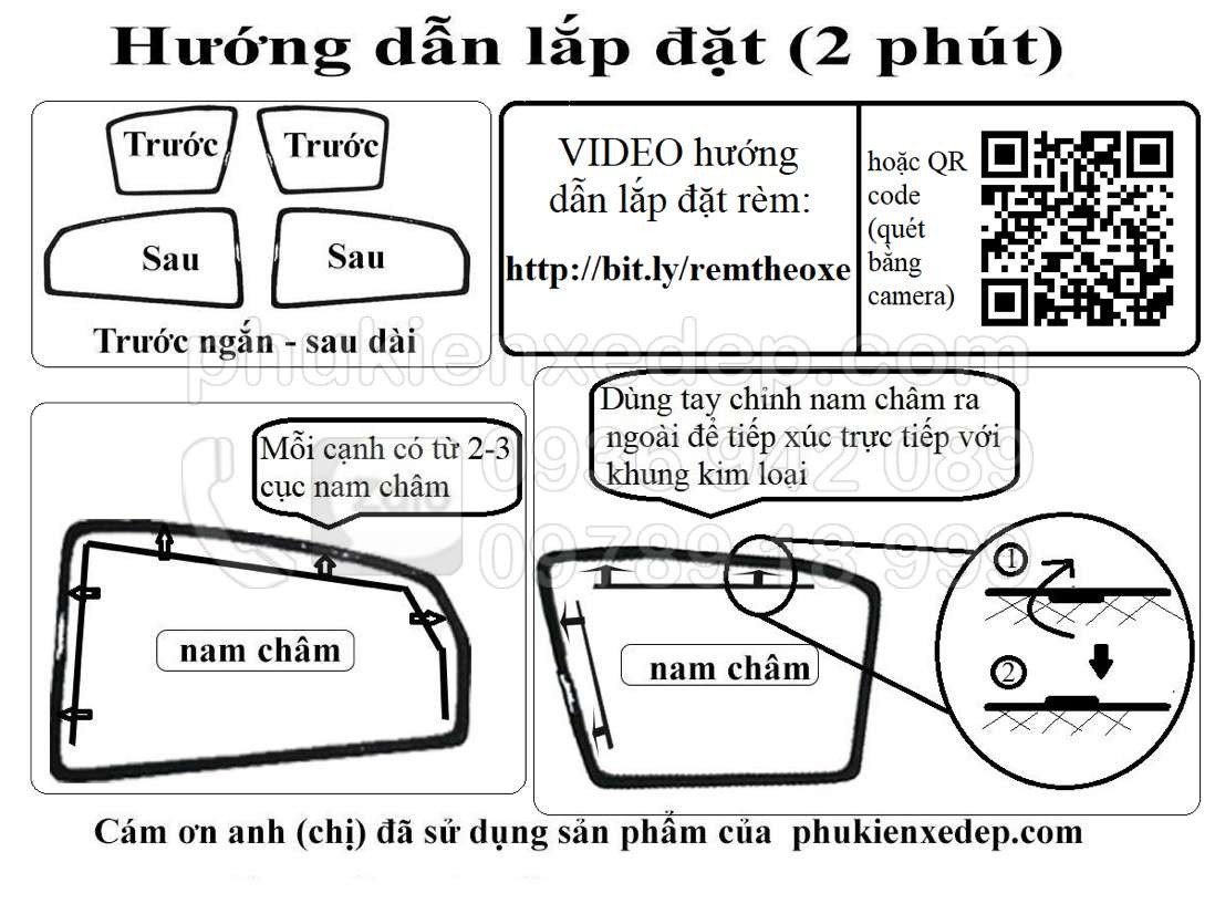 Sơ đồ hướng dẫn lắp đặt rèm che nắng cho xe ô tô Chevrolet