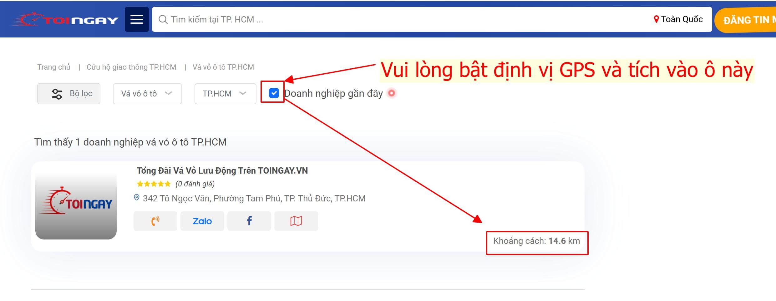 Hướng dẫn sử dụng ứng dụng tìm dịch vụ vá vỏ xe ô tô