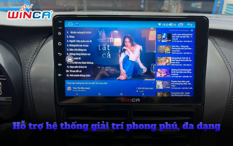 Màn hình Android ô tô hiển thị giao diện giải trí đa phương tiện