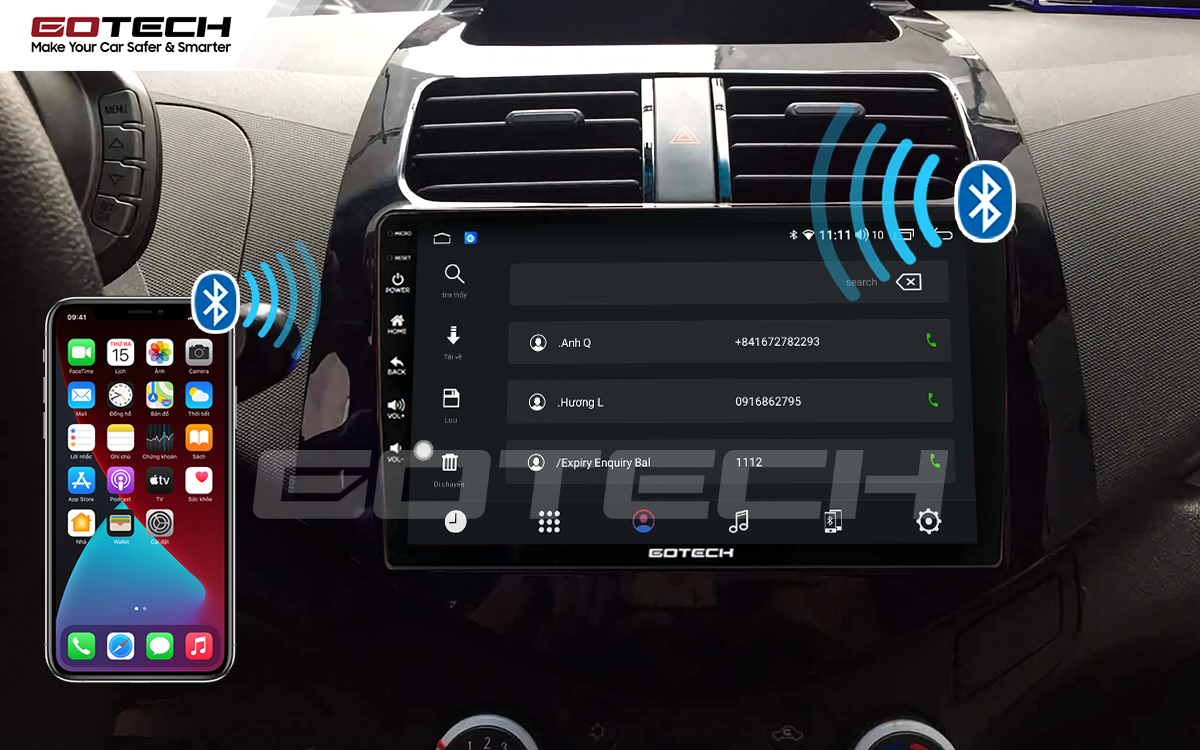 Kết nối Apple Carplay thông minh trên màn hình ô tô thông minh GOTECH cho xe Chevrolet Spark Matiz 2012-2016