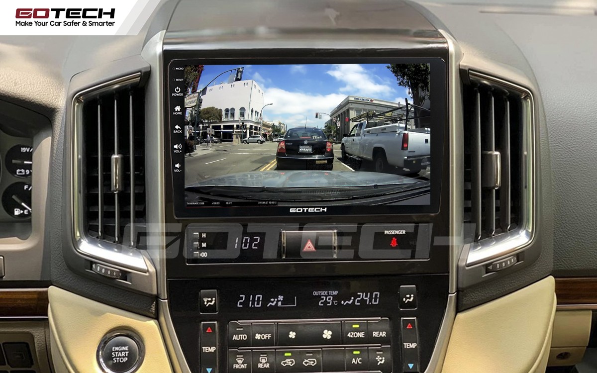 Màn hình ô tô GOTECH Land Cruiser kết nối với camera hành trình để ghi lại video