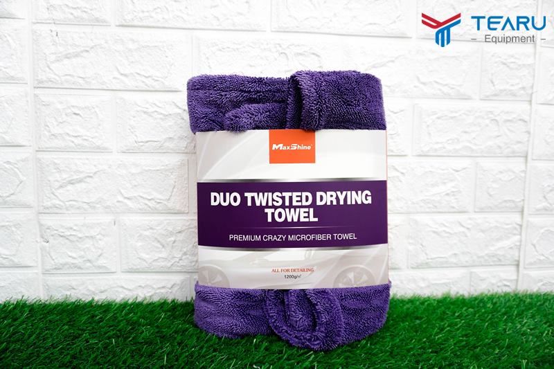 Khăn lau khô xe ô tô microfiber sợi xoắn kép màu tím