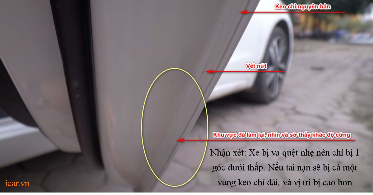 Kiểm tra đường keo chỉ (sùng chỉ) mép cửa xe ô tô cũ lướt