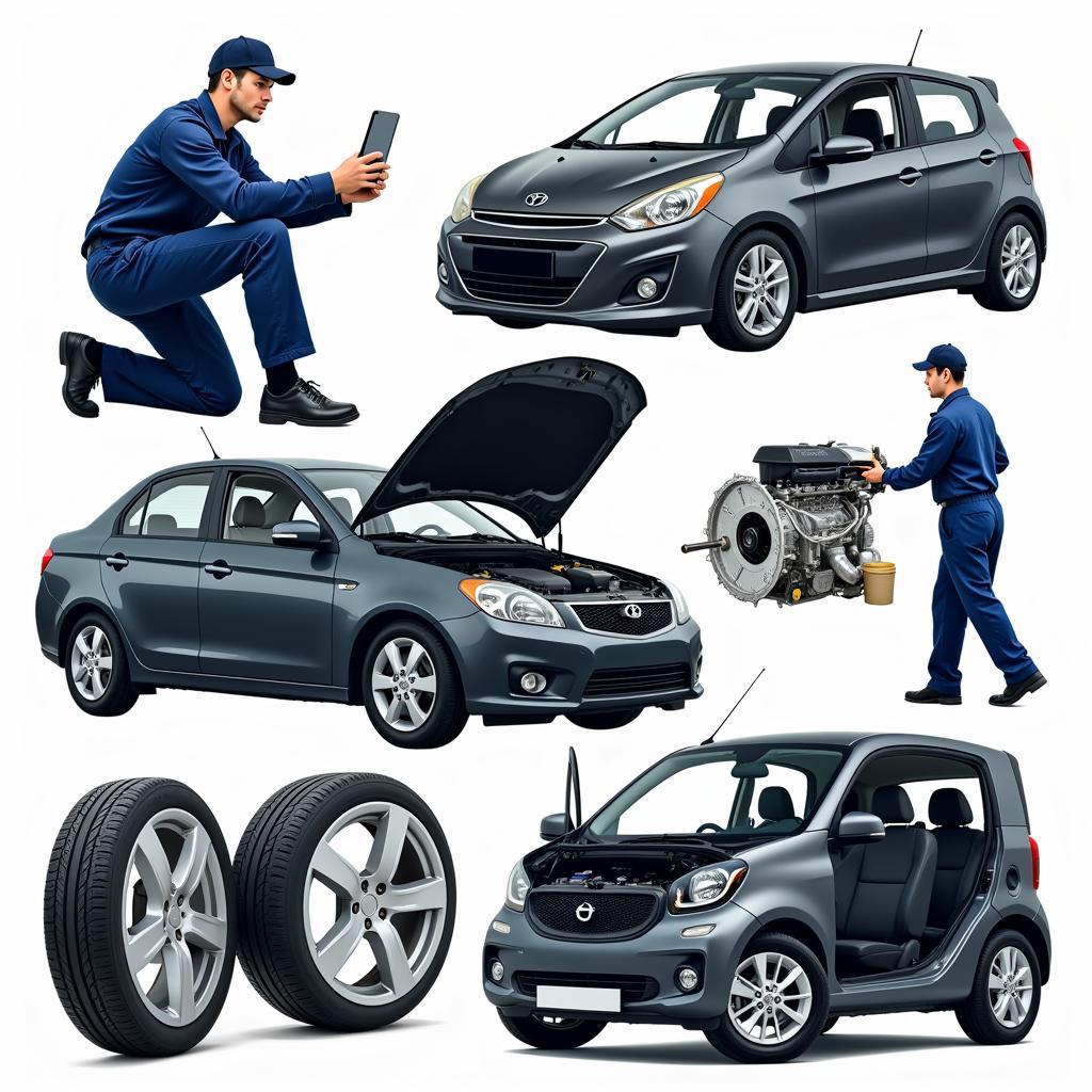 Hình ảnh chi tiết động cơ xe ô tô cũ đang được kiểm tra, minh họa tầm quan trọng của việc đánh giá tình trạng xe khi mua trong tầm giá 300-400 triệu