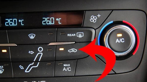 Ký hiệu nhận biết chế độ lấy gió ngoài xe ô tô trên bảng điều khiển
