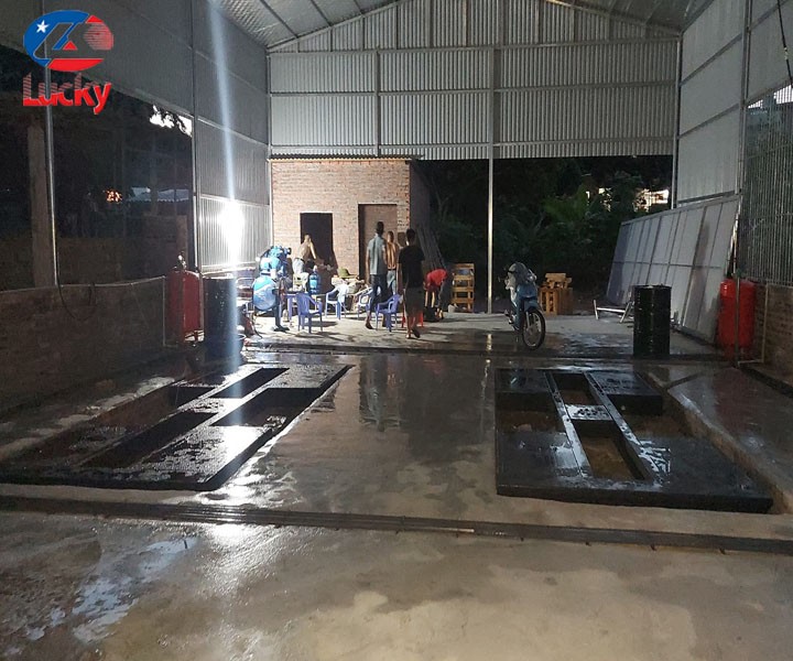 Lắp đặt trạm chuyên rửa xe ô tô đầu tư 2 cầu nâng 1 trụ tại Quảng Ninh