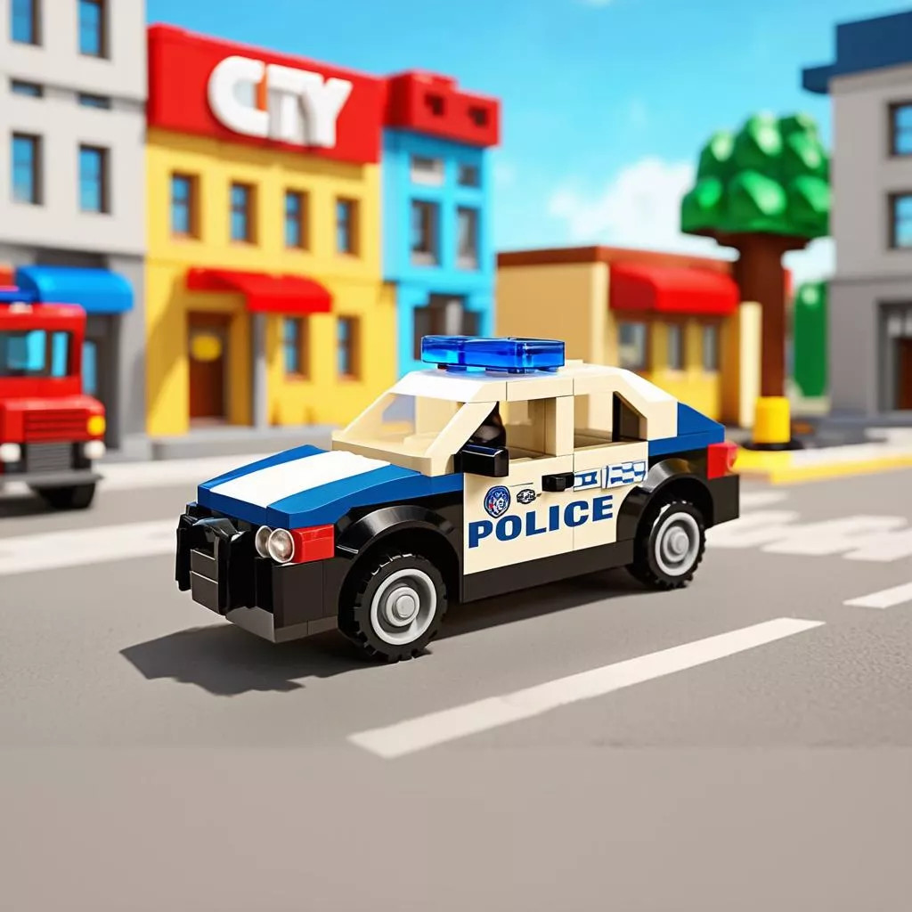 Chiếc xe ô tô cảnh sát Lego City với đèn và còi