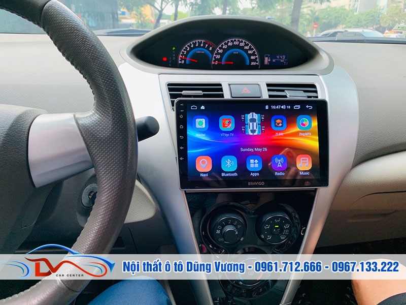 Nội thất xe ô tô Vios 2010 được nâng tầm với màn hình Android