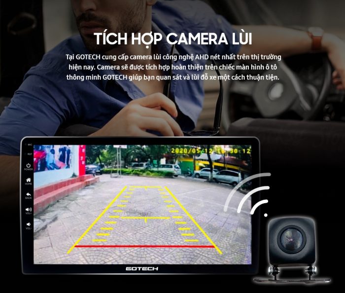 Màn hình GOTECH hỗ trợ tích hợp camera lùi