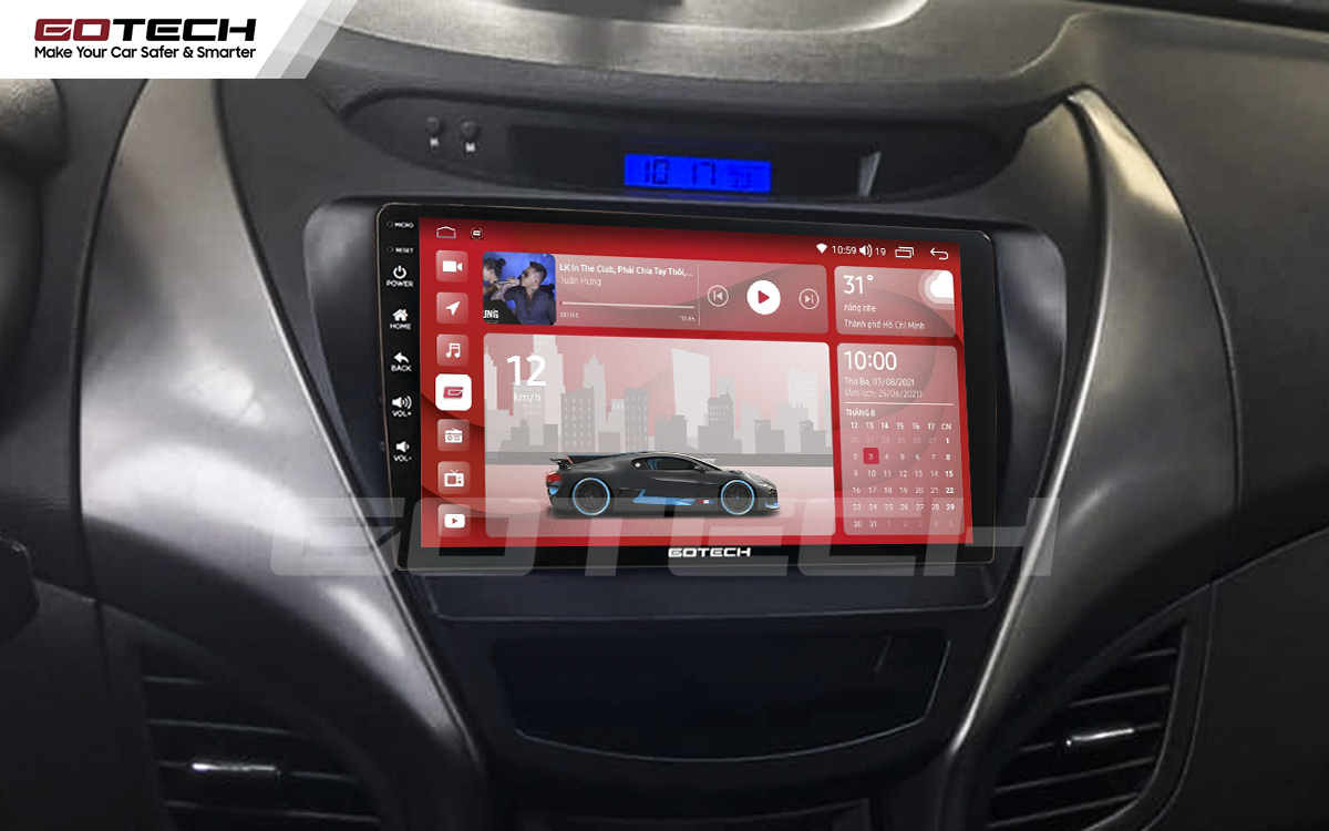Màn hình 9 inch trên xe ô tô Elantra 2015