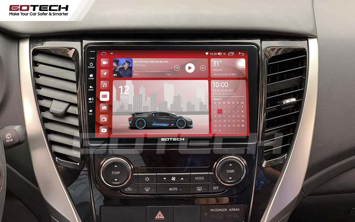 Màn hình 9 inch Full HD lắp cho xe ô tô Pajero Sport