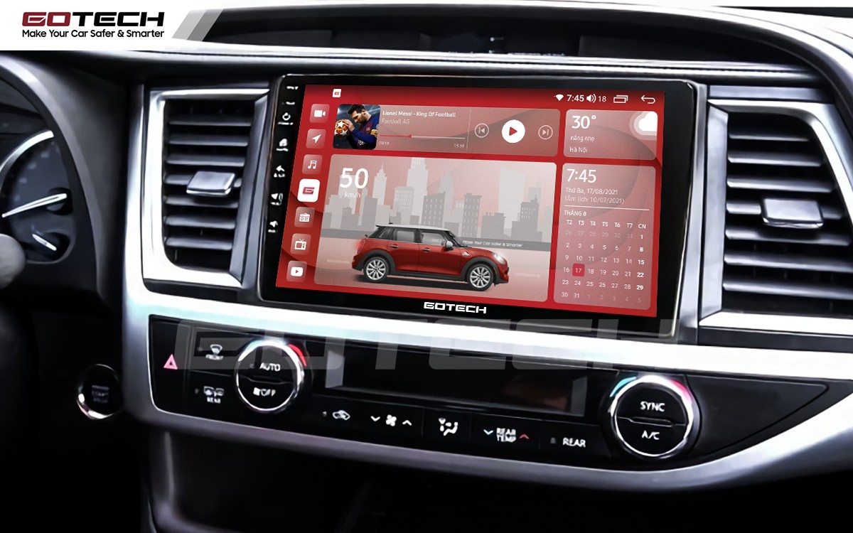 Màn hình GOTECH 10 inch cho xe Toyota Highlander 2015-2020