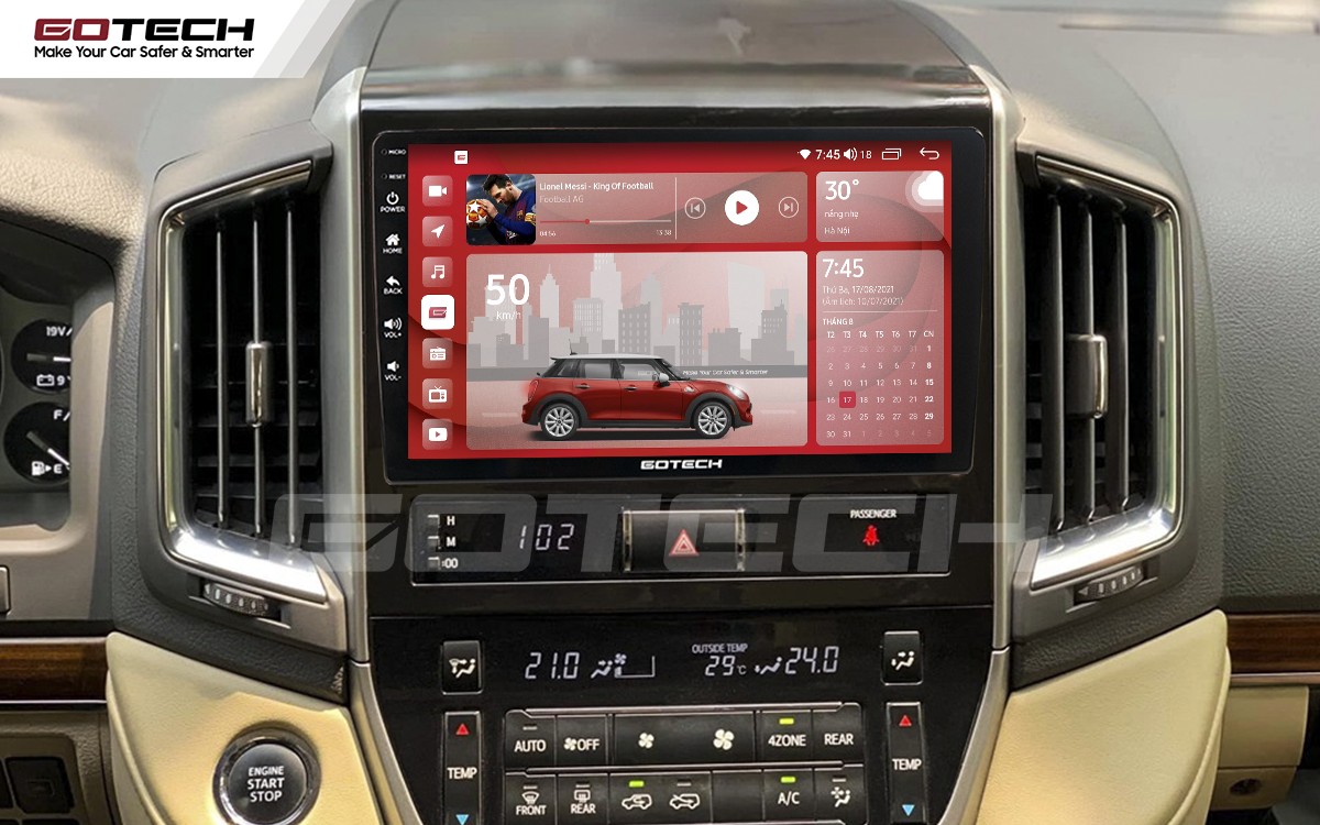 Kích thước màn hình ô tô GOTECH 9 inch lắp trên xe Land Cruiser 2016-2019