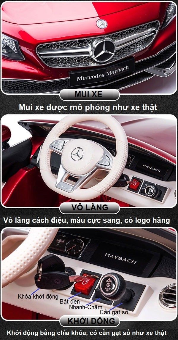 Chi tiết nội thất xe ô tô điện trẻ em Mercedes Maybach S650
