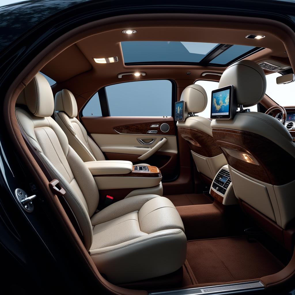 Nội thất xe Mercedes S600 Maybach với ghế da cao cấp