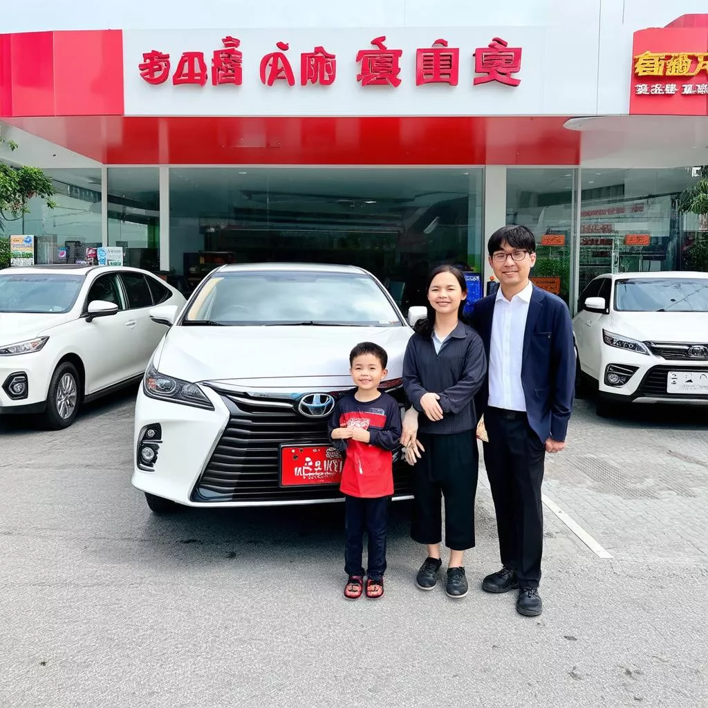 Hình ảnh đại lý trưng bày xe ô tô của Nhật Bản, thể hiện việc tìm mua xe