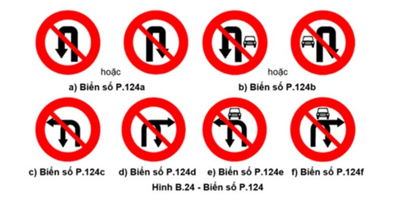 Các biển báo cấm quay đầu xe ô tô phổ biến tại Việt Nam