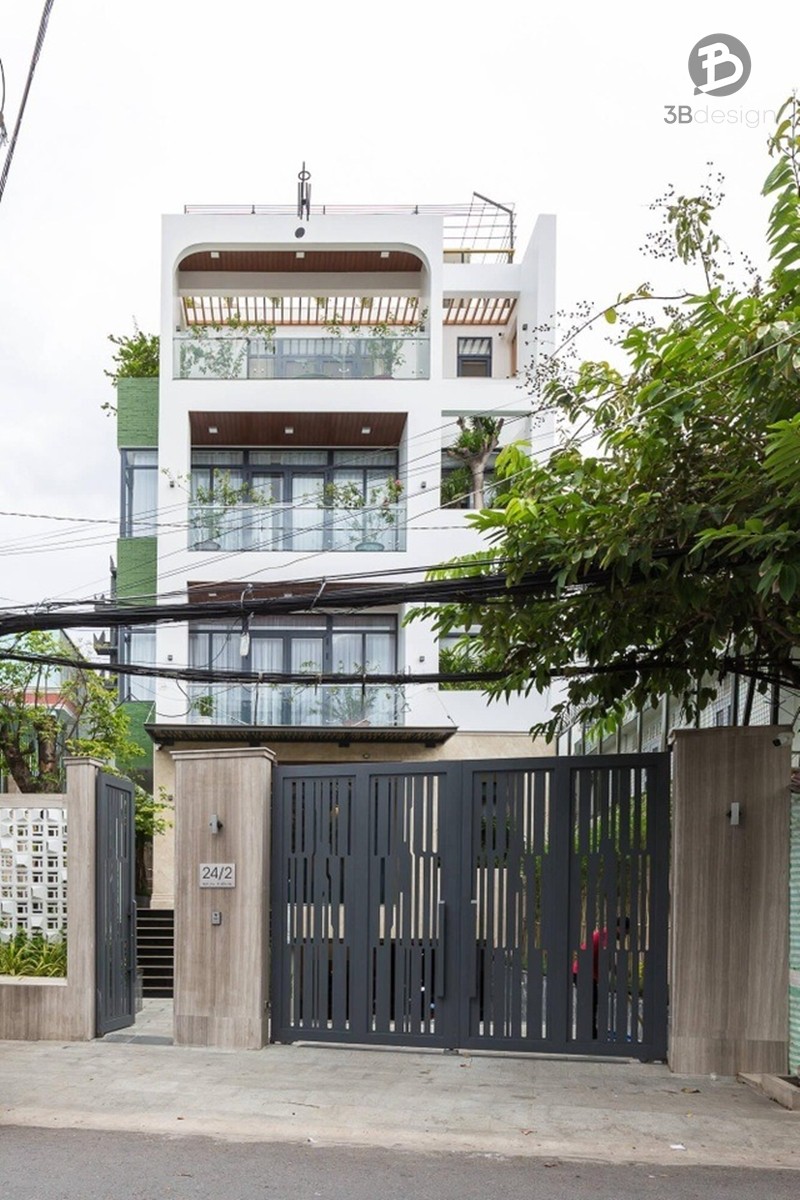 Nhà phố tầng hầm được thiết kế theo phong cách hiện đại. Và thanh lịch với các chi tiết kính trong suốt.