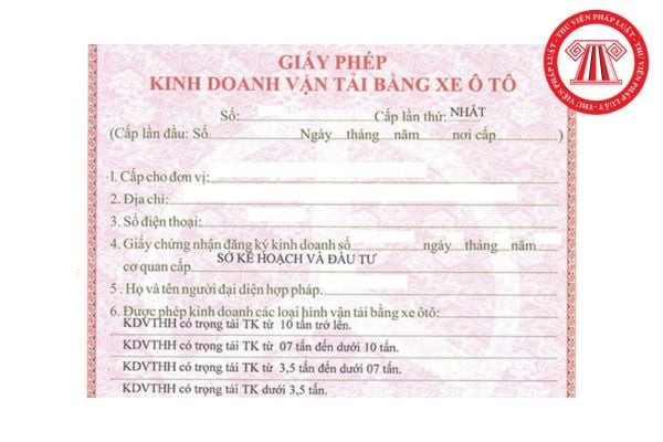 Nội dung giấy phép kinh doanh vận tải bằng xe ô tô mẫu theo quy định