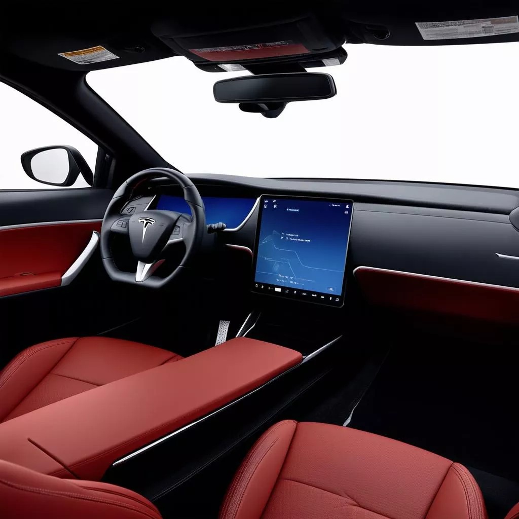 Nội thất sang trọng với màn hình cảm ứng lớn của xe Tesla Model X