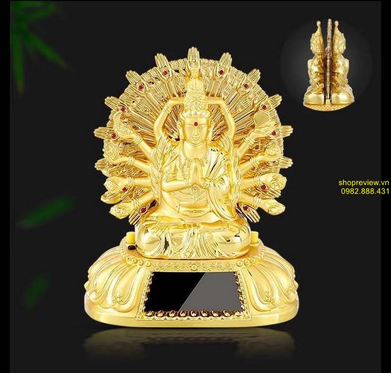 Tượng Phật Quan Âm 2 mặt trang trí nội thất ô tô