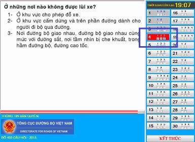 Giao diện phần mềm lý thuyết học lái xe ô tô 600 câu