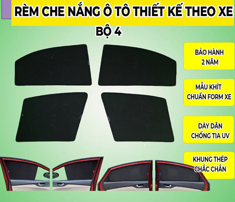 Minh họa cách lắp đặt rèm che nắng xe ô tô